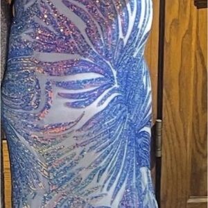 Morgan & Co. Blue and Purple Sequin Prom Dress